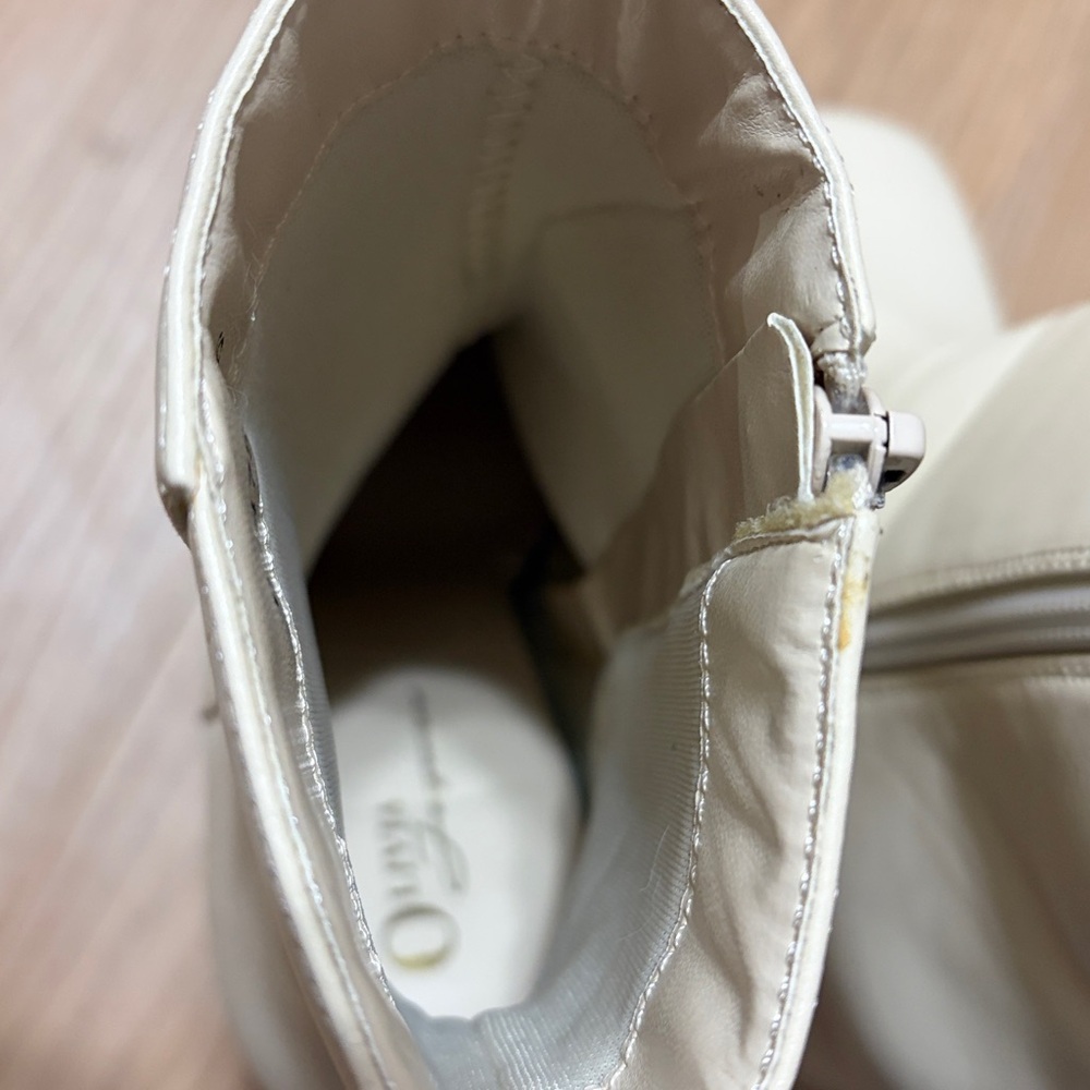 Olive Jaymes Cream Square Toe Platform Ankle Boot… - image 4